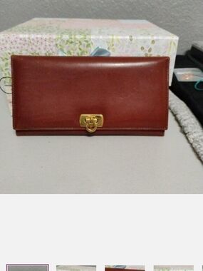Salvatore Ferragamo Brown Leather Wallet with Gold Hardware